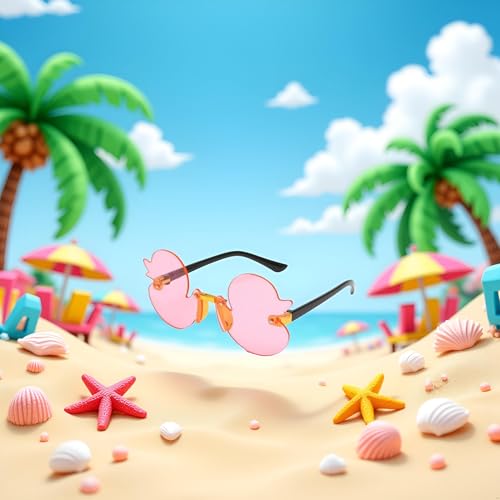 Cartoon Little Duck Personality Frameless Sunglasses Boys and Girls Copy Tide Sunshade Sunglasses Girls gifts (Pink)2