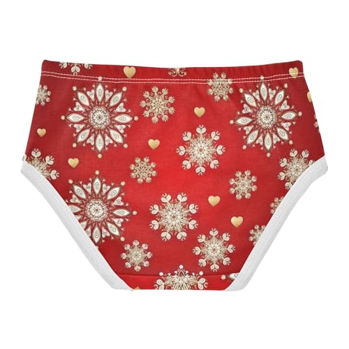Cotton Toddler Underwear Floral Gold White Snowflakes Christmas Red Panties Little Girl Artistic Briefs Girls Undies 2t2