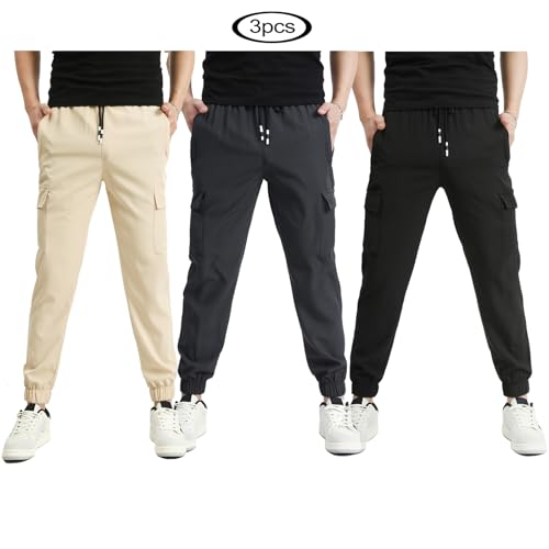 Image of Boys Cargo Joggers Pants Outdoor Youth Quick Dry Hiking Pants Lightweight Athletic Pants with Zipper Pockets