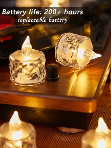 24pcs Flashing Battery Powered LED Votive Tea Candles, Realistic Electronic Fake Candles for Birthday Gifts for Women Mom Grandma Mother's Day Decoration