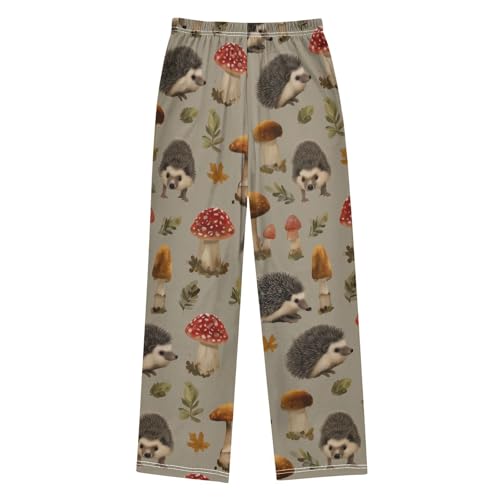 ZZXXB Hedgehog Mushrooms Boys Long Pants Soft Trousers Elastic Waist Kids Lounge Bottoms with Pockets S-XL2