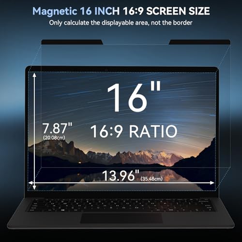 Image of Mamol Magnetic Laptop Privacy Screen 16 inch,16:9 Aspect Removable Anti Glare Blue Light Privacy Filter, Black Shield Compatible with HP /Dell /Acer /Asus /Samsung /Lenovo /Thinkpad Envy