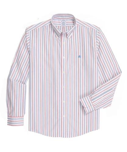 [Brooks Brothers] ブルックスブラザーズ ノンアイロン ストレッチオックスフォード GFロゴ ストライプ カジュアルシャツ Regular Fit 100217979 ピンク M