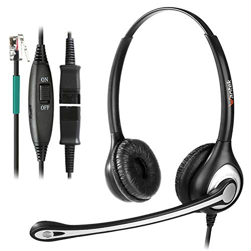 Wantek Corded Telephone Headset W/Noise Canceling Mic + Quick Disconnect, Compatible With Avaya 1416 2410 9508 Aastra 6757I Allworx 9212 Plantronics S12 Mitel 5330 Digium Landline Deskphones(602Qs1) #TOP16