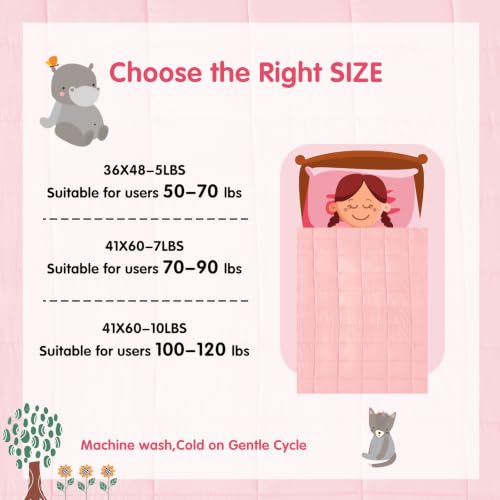 Image of yescool Weighted Throw Blanket 5lbs, 36 inch x 48 inch, Pink