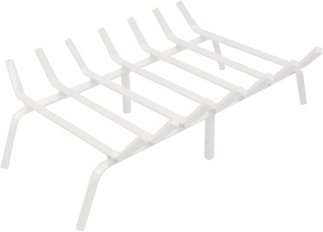 Eapmic Fireplace Grate 16.14inch, Firewood Log Holder Rack with 6 Support Legs, Heavy Duty Steel Fire Wood Stove Grates for for Indoor Fireplaces & Outdoor Pits (White, 24in)