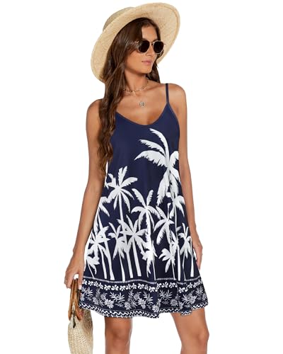Image of elescat Womens Summer Dresses Spaghetti Strap V Neck Casual Sleeveless Sundress Beach Cover Ups with Pockets 2026