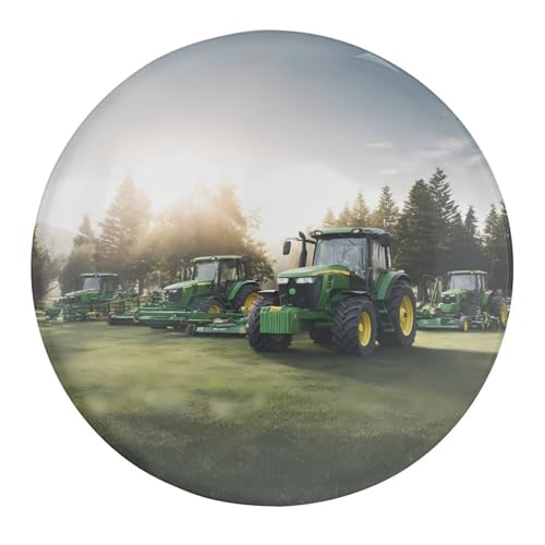 Imán redondo para nevera con diseño de tractor agrícola, bonitos imanes de cristal para nevera, calcomanías magnéticas decorativas, regalo de recuerdo, 1.2 pulgadas