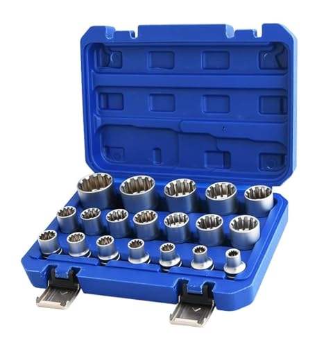 Spline Socket Set 1/2" Drive Universal Metric 8-32mm 12-point Cr-V Socket Set 19pcs