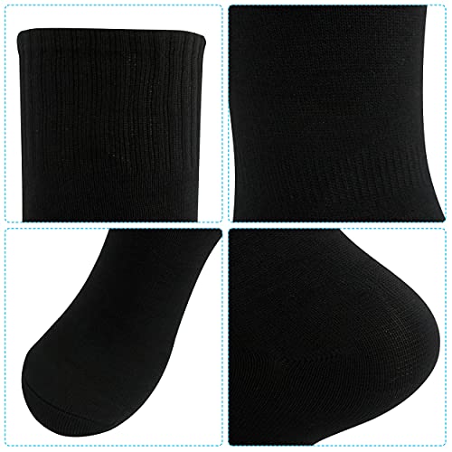 Soccer Socks Bulk, Mens Womens Long Tube Knee-high Football Softball Baseball Breathable Back to School Sports Socks Uniform 12 Pairs, Black4