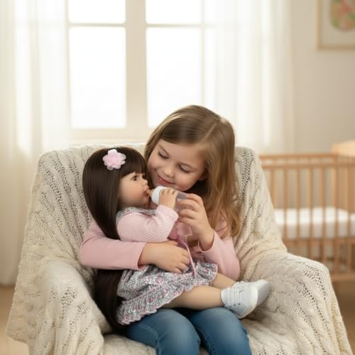 Muñeca Pinky Reborn de 22 pulgadas con cuerpo suave y realista miniatura 6