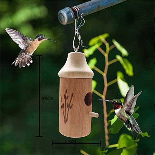 Beekaw Hummingbird Nest, Outdoor Aviary ,Bird House - Outside Hanging Wooden Bird House For Indoor Outdoor Garden Decor, Wren Swallow Sparrow (1) Wood Color #TOP2