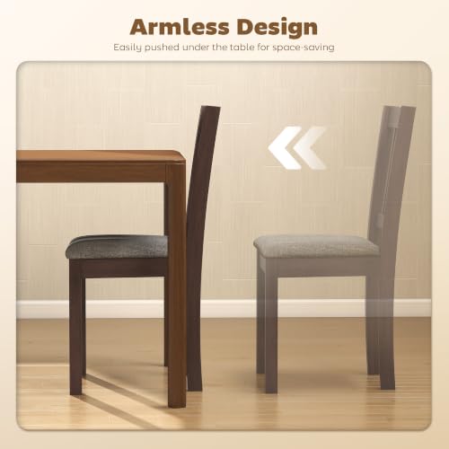 Image of HOMCOM Dining Chairs Set of 2 Upholstered Kitchen Chairs Slat Back Espresso