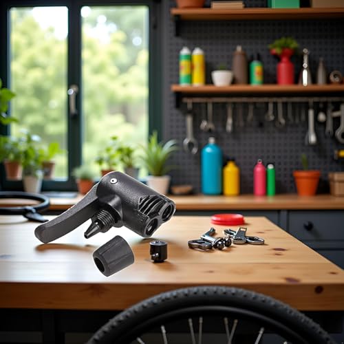 Image of 1Pc Black Manual Air Pump Adapter Valve, 3 in 1 Replacement Dual Head, Bike Cycle Tyre Tube Pump Adapter, Floor Pumps, Accessories