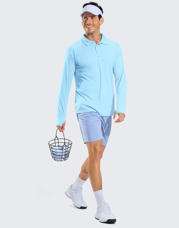 Pudolla Men's Long Sleeve Golf Polo Shirt UPF 50+ Lightweight Sun Protection Cool SPF Hiking Shirts for Men - Image 6