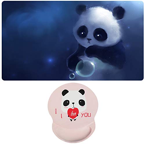 Preisvergleich Produktbild GJF Super große Mausunterlage + Handgelenk-Mausunterlage, Cartoon-Panda-Muster, Rutschfeste Basis-Präzisions-Flechtkante, Spiel-E-Sport-Peripheriebüro-1-L