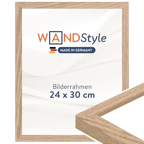 WANDStyle Bilderrahmen 24x30 Eiche moderner Bilderrahmen Holz hochwertiger Holzbilderrahmen Posterrahmen zum Aufhängen Rahmen 30x24 cm Fotorahmen H950 - Made in Germany