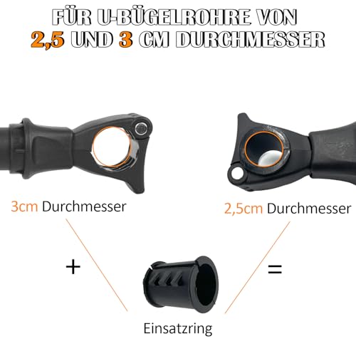 Sorlpv Rahmenhalter für Fahrradträger 45CM Länge, Universal Kurze Fahrradrahmenhalter Abschließbare, Rahmenhalter für U-Bügelrohr: Ø 2,5-3cm, für Rahmendurchmesser des Fahrrads: Ø 3-6cm