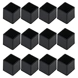 Antrader Square Rubber Covers Furniture Foot Table Chair Leg End Cap Cover Tip Protectors Black,Pack of 12 (20x20mm A)