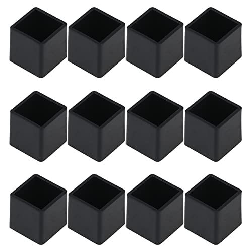 Antrader Square PVC Covers Furniture Foot Table Chair Leg End Cap Cover Tip Protectors Black,Pack of 12 (20x20mm)