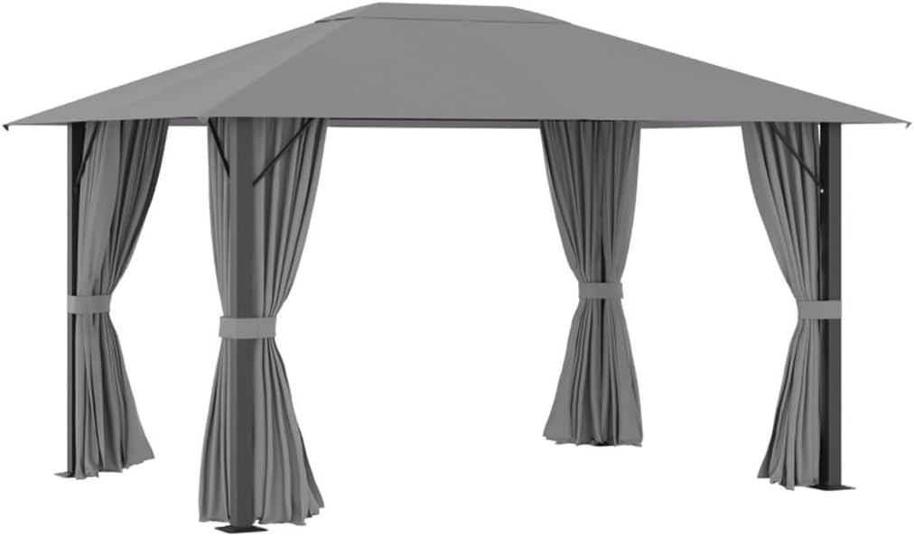 10' X 13' Patio Gazebo Aluminum Frame Outdoor Canopy Shelter with Sidewalls, Vented Roof for Garden, Backyard and Deck(E)