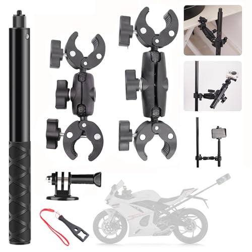 Perche pour Insta 360 X4 avec double pince rotative en aluminium pour caméra de moto x3 ace pro