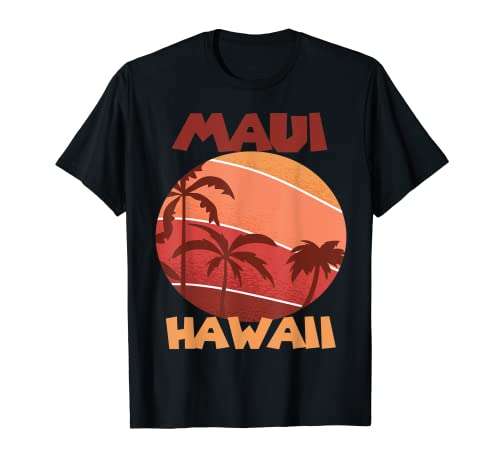 Maui Sunset Vacation Hawaii Palmeras Océano Camiseta