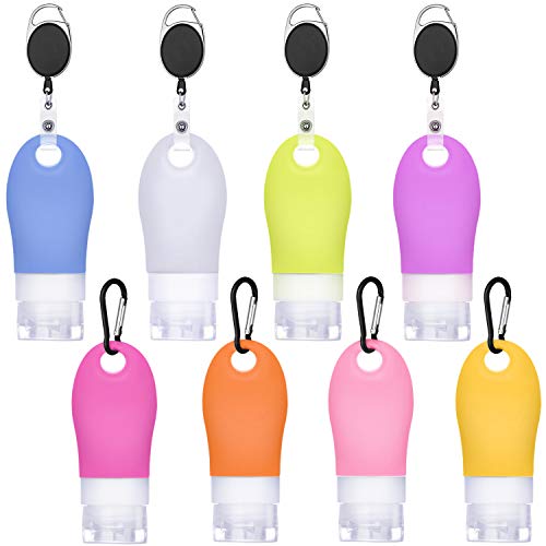 16 Pieces Silicone Travel Bottle Keychain Set Portable Liquid Bottle with Keychain Leak-proof Refillable Empty Bottle Container for Toiletry, Shampoo, Liquid, Cosmetic, 1.3 oz (60 ml, Black)