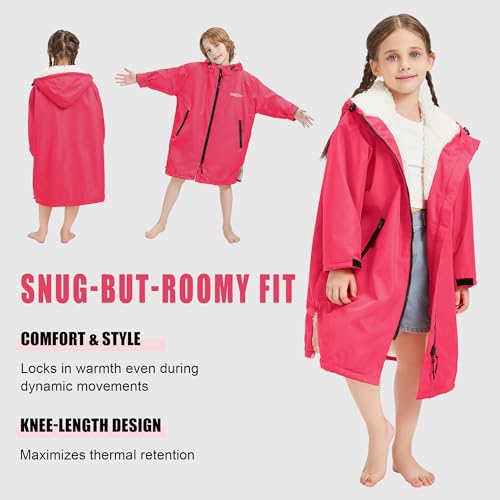 Kids Swim Parka, Waterproof Swimming Jacket, Hooded Surf Changing Robe, Warm Winter Swim Coat3