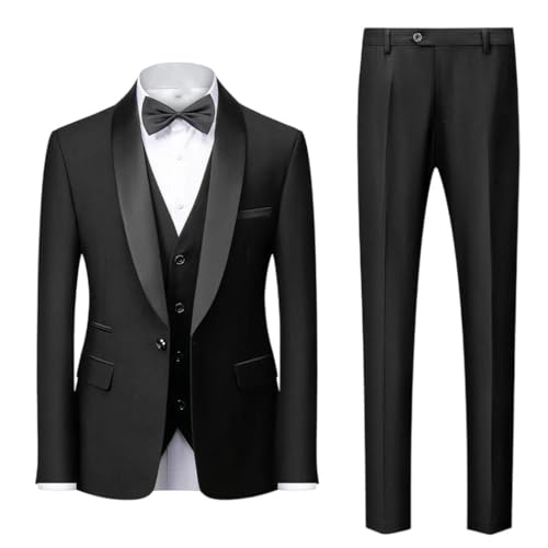 Men's 3 Piece Suit Set Elegant Solid One Button Single Breasted Party Blazer Vest Pants Slim Fit Comfortable Set