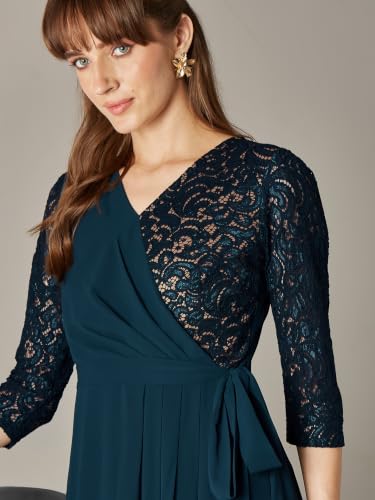 Image of Miss Chase Women's V-Neck Full Sleeve Self Design Lace-Overlaid Georgette Maxi Dress