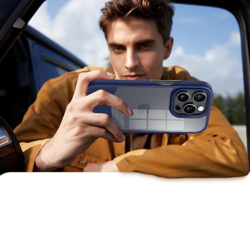 Image of KARWAN️Ultra-Hybrid Shockproof Back Cover Case for iPhone 14 Pro | Camera Protection Bump |Shockproof Back Cover Case for iPhone 14 Pro (PC & TPU, Smoked Matte Sides) Blue