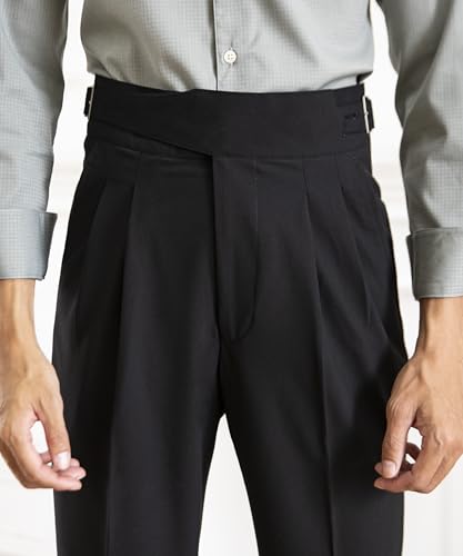 Men's Classic Gurkha Naples Italian Old Money Style Pants No Belt Required Dress Pants4