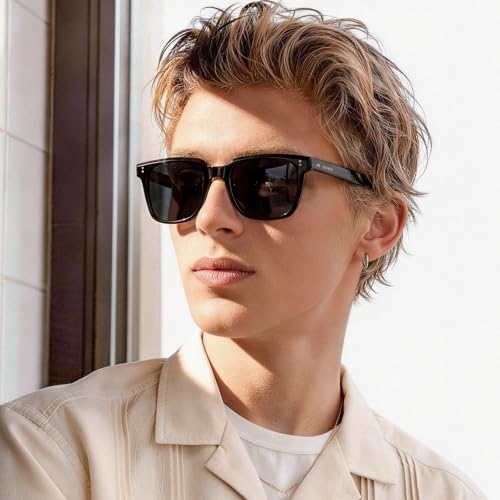 Image of AVAWAY Polarized Sunglasses for Men UV Protection, Square Acetate Frame Outdoor Driving Sun Glasses