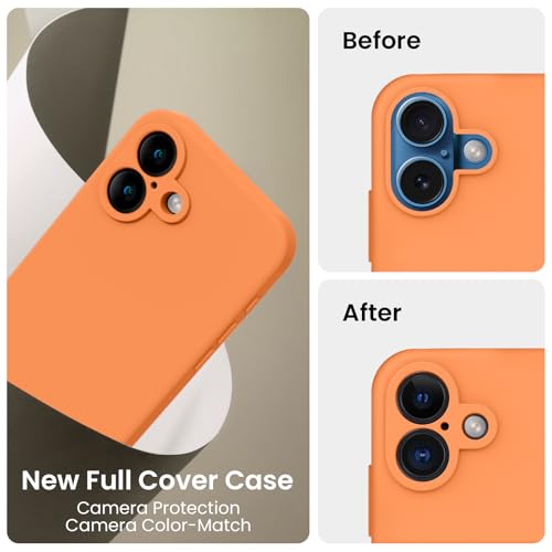 Image of FireNova Designed for iPhone 16 Case, Silicone Upgraded [Camera Protection] Phone Case, Soft Anti-Scratch Microfiber Lining Inside, 6.1 inch, Kumquat
