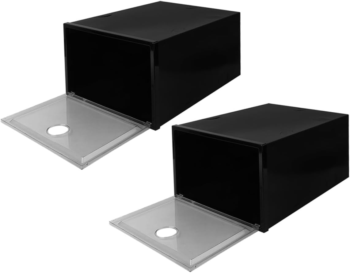 6pcs Stackable Shoe Storage Boxes with Dustproof Plastic Covers, Black Pp Organizer for Sneakers and Boots, 34x18x25cm Shoe Organizer for Closet Storage