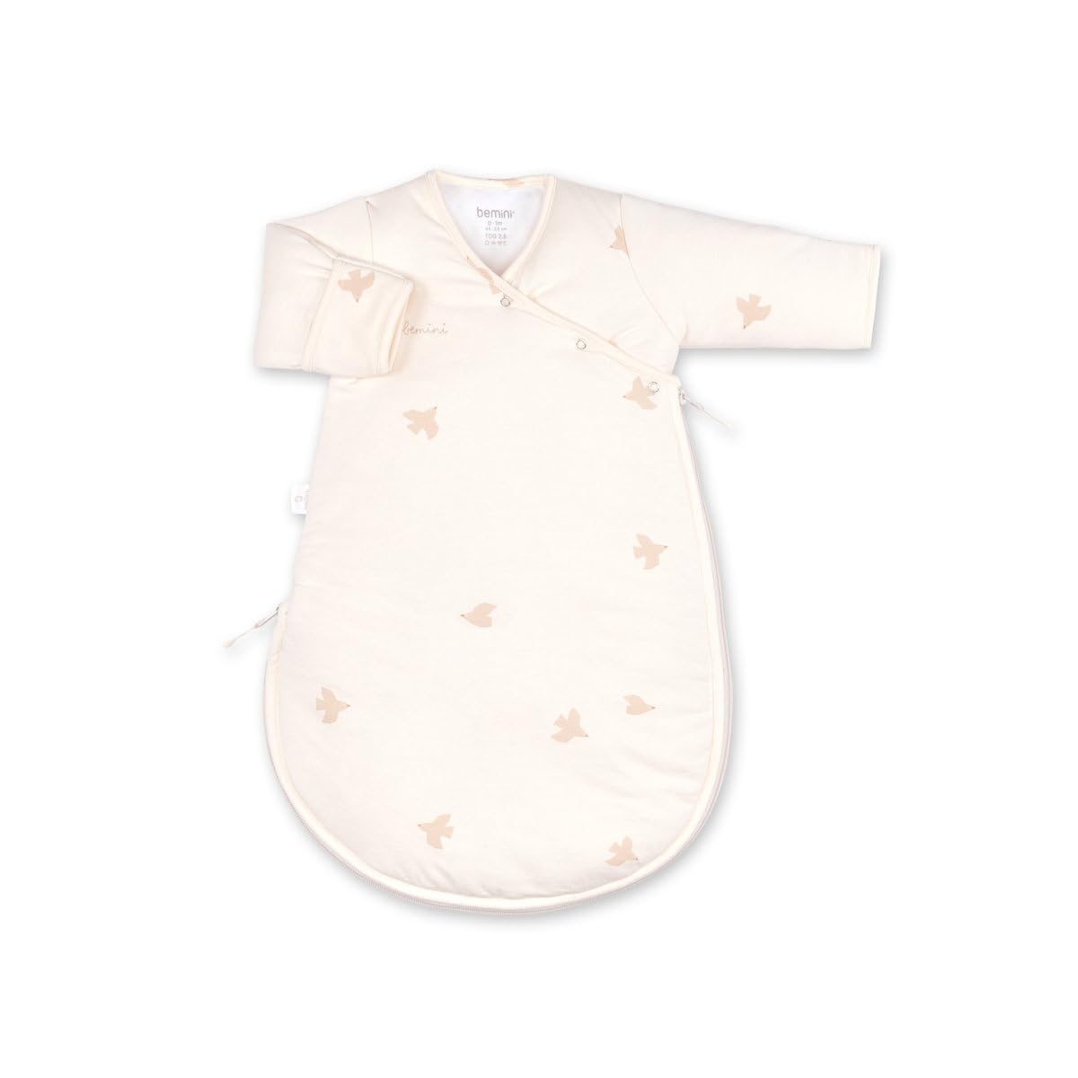 BEMINI Sacco nanna invernale con muffole – 2,5 Tog Pady Jersey + Jersey – Piuma ecru