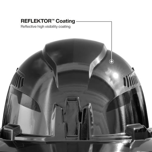 Image of Klein Tools Hard Hat, Vented Full Brim, Class C, Premium KARBN Pattern, Rechargeable Lamp