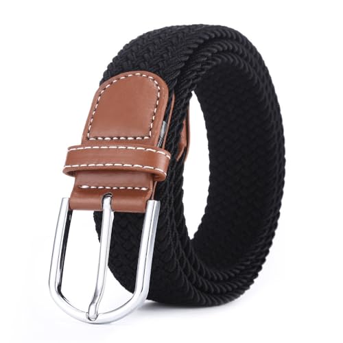Adjustable Braided Elastic Belt Strap for men and women with metal buckle