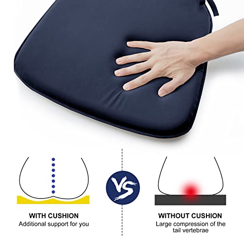 Lovtex Chair Cushions For Dining Chairs 4 Pack - 17"X16"X1.5" Kitchen Chair Cushions - Dining Chair Pads With Ties, Navy #TOP5