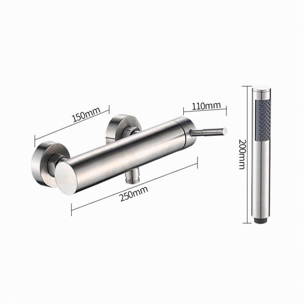Grifo Bañera Con Alcachofa De Mano, Monomando Acero Inoxidable Cepillado Mezclador De Bañera Montaje En Pared, Incluye Soporte Y Manguera De 150 Cm, Grifo De Ducha