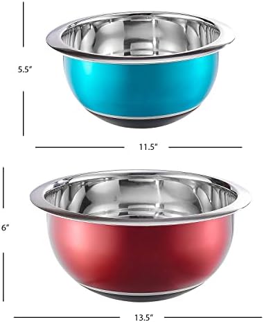 Colorful Mixing Bowl- 4 Pc Set- Stackable Nesting Bowls- Stainless Steel Mixing Bowls Non Slip Silicone Bottom- Cookware Set - Thumbnail 5