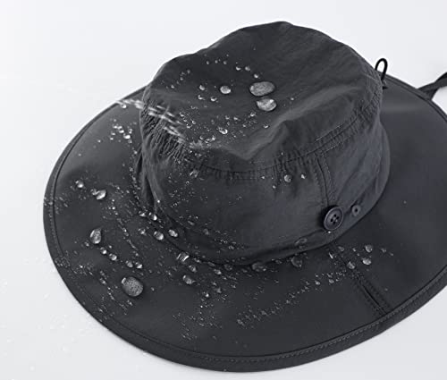 Home Prefer Upf50+ Mens Sun Hat Wide Brim Fishing Hat Sun Protection Hat Light Weight Portable Cowboy Beach Bucket Hat Dark Grey #TOP3