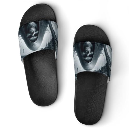 Grim Reaper with Sickle PVC Slippers Sandals for Women Men Open Toe Soft Cushioned Non-Slip Sandal for Indoor Outdoor