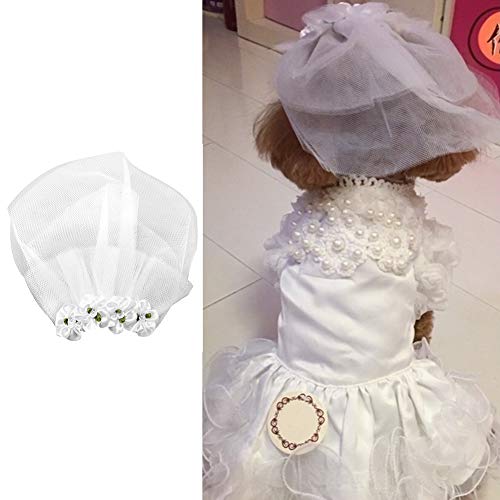 Pssopp Schleier für Hunde Hund Braut Blume Kopfschmuck Hundehaarspangen Hund Haustier Katze Brautkleid Hochzeit Haar Zubehör für kleine Hunde Katzen(L)