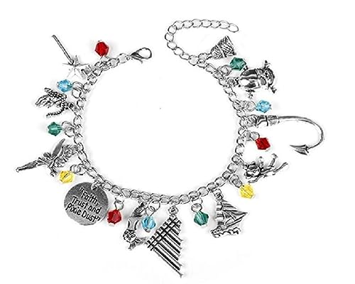 TCB Creations Peter Cartoon Pan Themed Multicharm Silvertone Metal Charm Bracelet