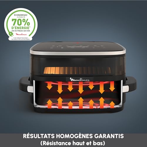 Moulinex Easy Fry Surface & Pizza Air fryer Très grande surface de cuisson Compact Fenêtre de visualisation AL4018F0 - vue 6