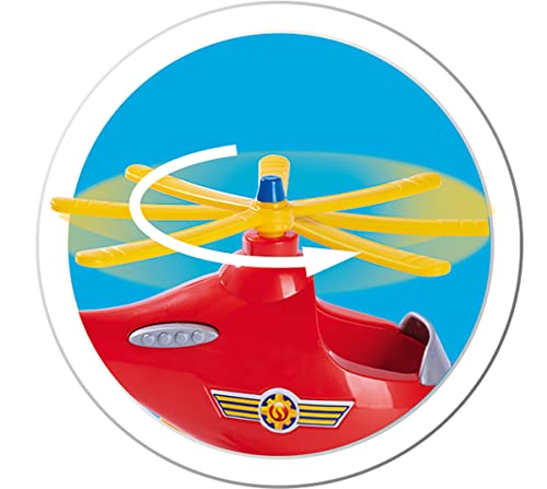 Simba 109252507 - Feuerwehrmann Sam Wallaby, kindliche Version, mit Tom Thomas Figur 7cm, Hubschrauber 17cm, ab 3 Jahren