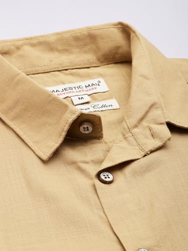 Image of Majestic Man Men Slim Fit Pure Cotton Solid Half Sleeve Casual Shirt