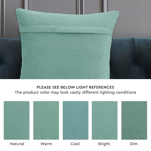 Image of Encasa XO Velvet Cushion Covers, No Inserts, Set of 2, Teal | 18 inchx18 inch | Both Side Fabric | Hidden Zipper Closure | Solid Color | Fade & Shrink Resistant | Machine Washable
